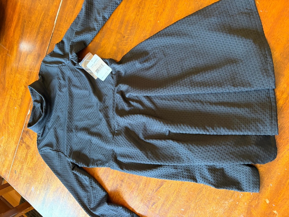 Free People NWT Black Textured Keyhole Back Mock Neck Mini Dress Sz M